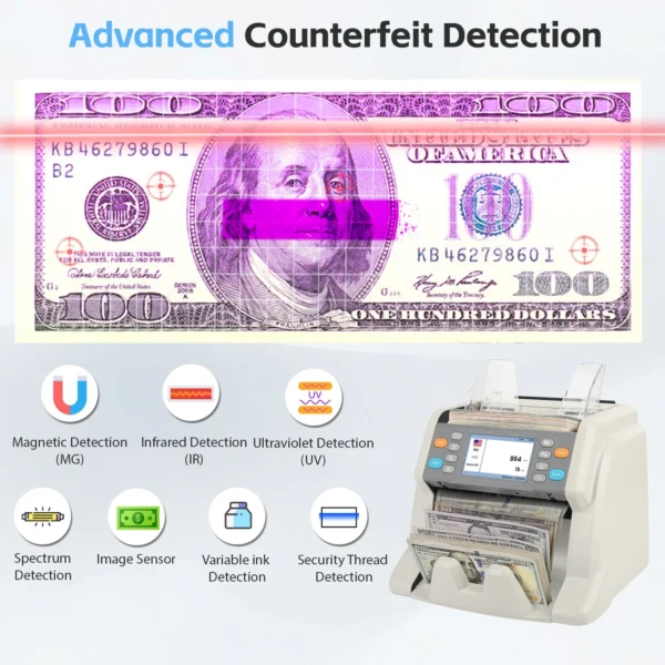 ⁦ماكينة عد النقود وكشف التزوير والاجمالي UV Power U-P500⁩ - الصورة ⁦7⁩
