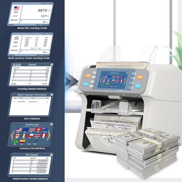 ⁦UV Power U-P2000 مكينة عد و جمع و كشف النقود (درجين)⁩ - الصورة ⁦3⁩