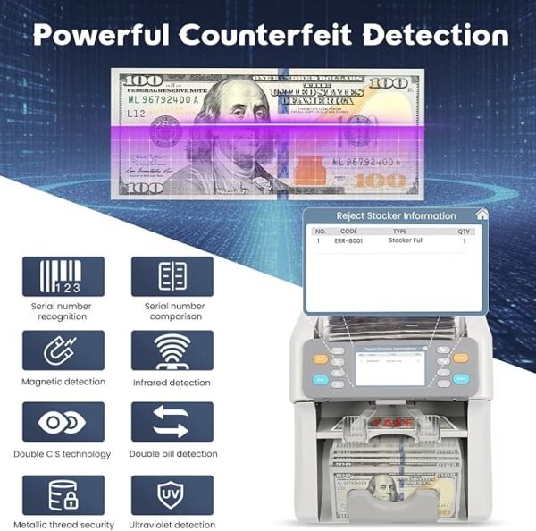 ⁦UV Power U-P2000 مكينة عد و جمع و كشف النقود (درجين)⁩ - الصورة ⁦4⁩