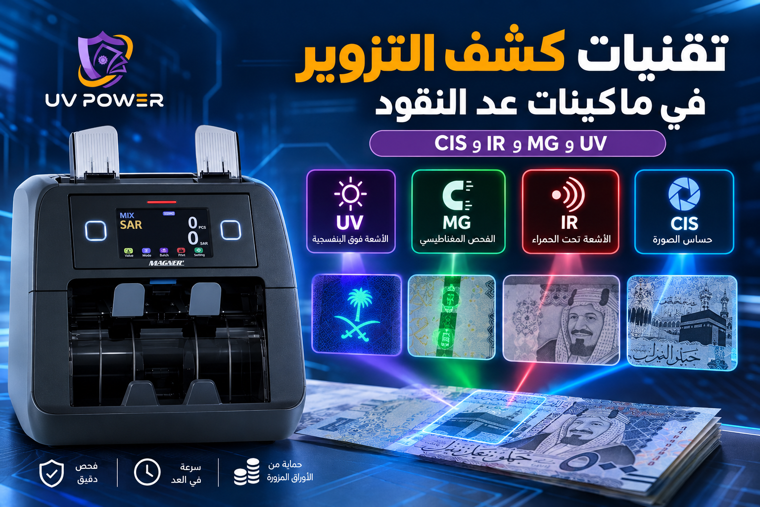 تقنيات كشف التزوير في ماكينات عد النقود تقنيات كشف التزوير في ماكينات عد النقود UV وMG وIR وCIS