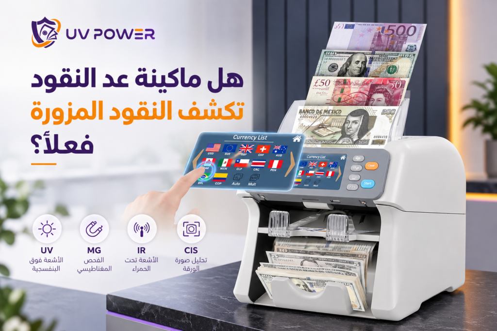 ماكينة عد النقود تكشف النقود المزورة