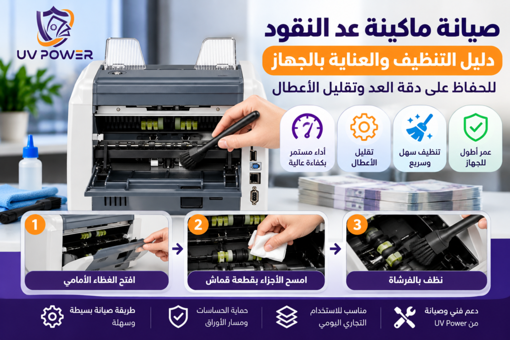 صيانة ماكينة عد النقود وتنظيف الحساسات