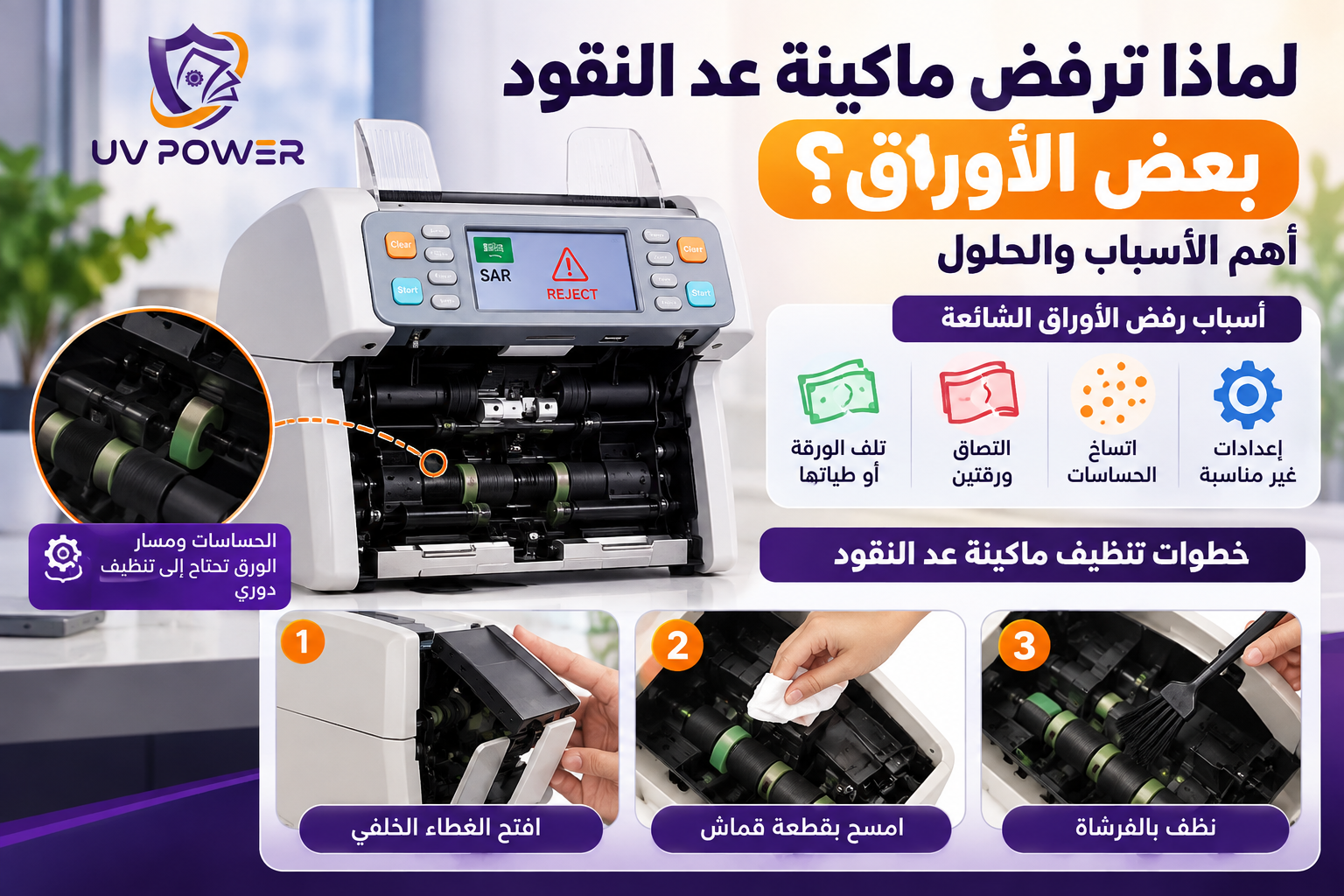 لماذا ترفض ماكينة عد النقود بعض الأوراق؟ أسباب رفض الأوراق في ماكينة عد النقود والحلول الأولية