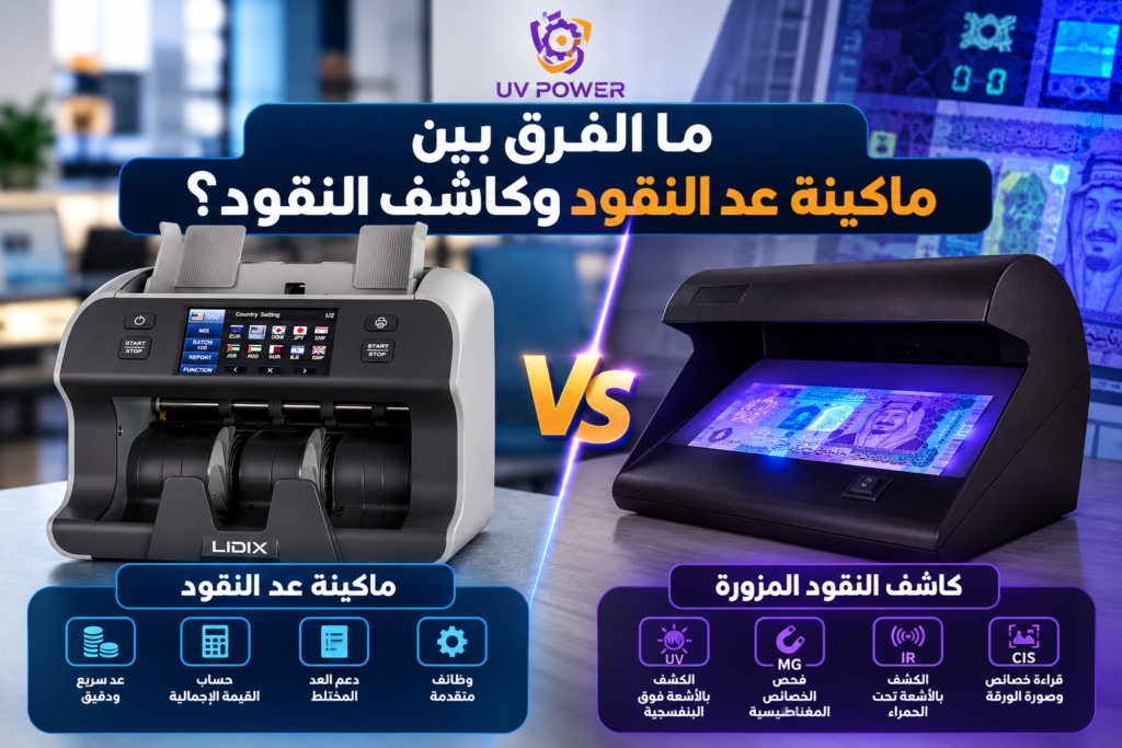 الفرق بين ماكينة عد النقود وكاشف النقود